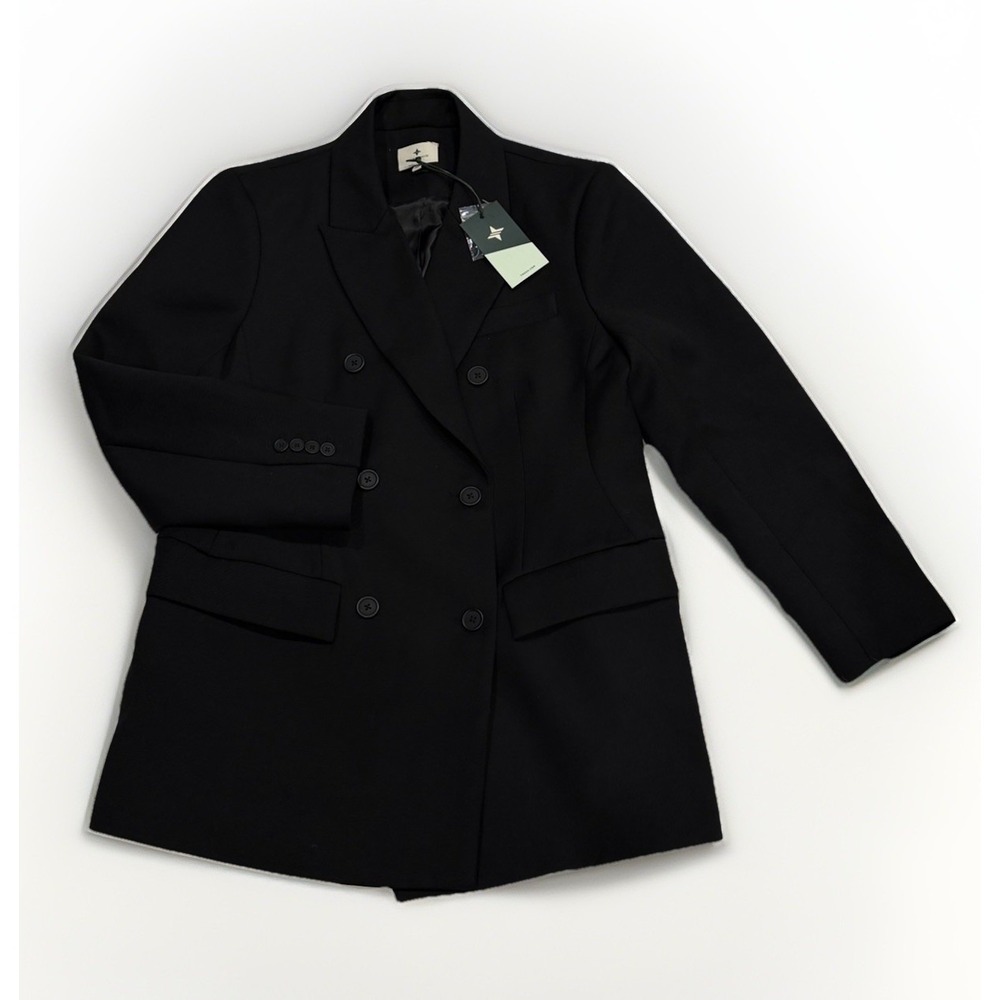 NEW TUCKERNUCK Black Sculpted Olivier Double Breasted Blazer Preppy Work Size XL
